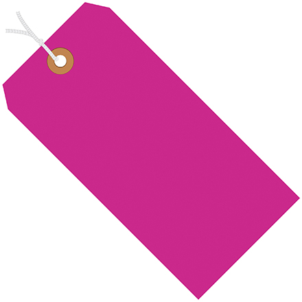 3 <span class='fraction'>3/4</span> x 1 <span class='fraction'>7/8</span>" Fluorescent Pink 13 Pt. Shipping Tags - Pre-Strung