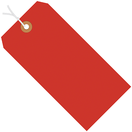 2 <span class='fraction'>3/4</span> x 1 <span class='fraction'>3/8</span>" Fluorescent Red 13 Pt. Shipping Tags - Pre-Strung