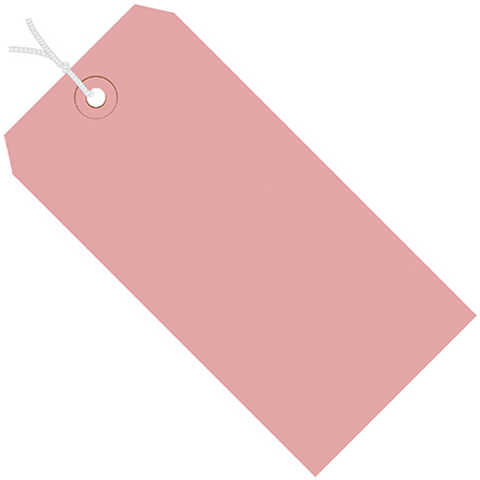 5 <span class='fraction'>1/4</span> x 2 <span class='fraction'>5/8</span>" Pink 13 Pt. Shipping Tags - Pre-Strung