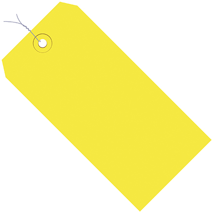 4 <span class='fraction'>1/4</span> x 2 <span class='fraction'>1/8</span>" Yellow 13 Pt. Shipping Tags - Pre-Wired