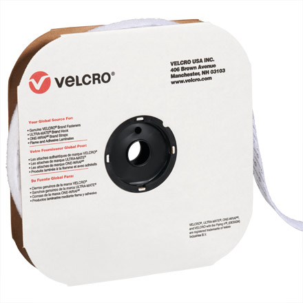 1" x 75' - Loop - White VELCRO<span class='afterCapital'><span class='rtm'>®</span></span> Brand Tape - Individual Strips