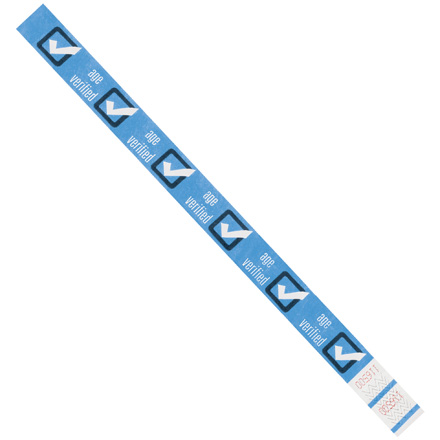 3/4 x 10" Blue "Age Verified" Tyvek<span class='rtm'>®</span> Wristbands