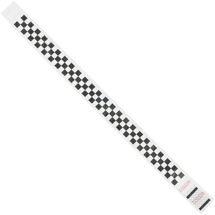 3/4 x 10" Black Checkerboard Tyvek<span class='rtm'>®</span> Wristbands