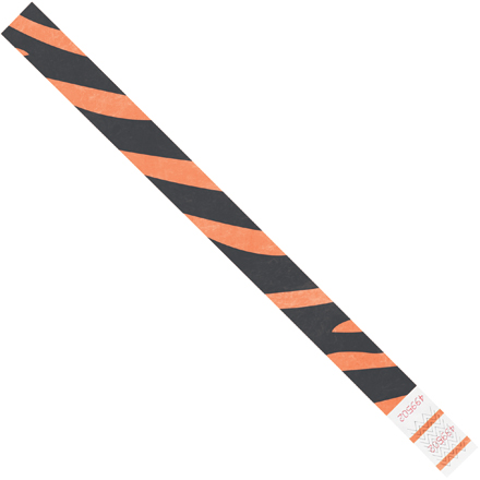 3/4 x 10" Orange Zebra Stripe Tyvek<span class='rtm'>®</span> Wristbands